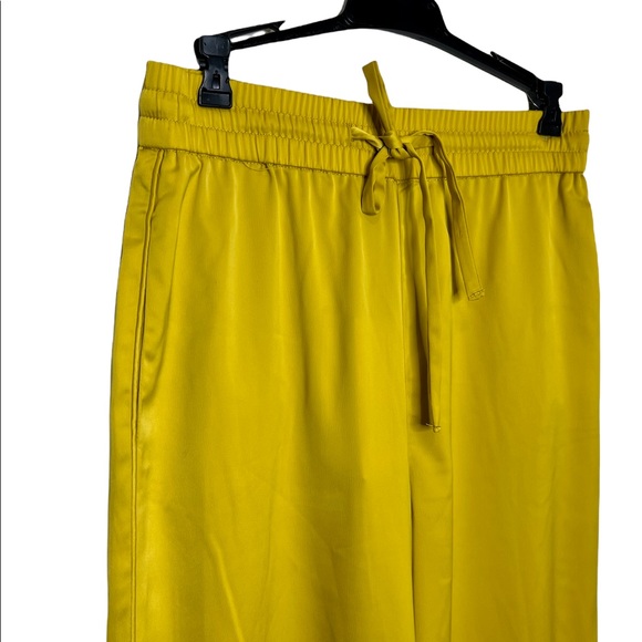 Zara Womens Satin Loose-fitting Trousers With Tie Waist Yellow - Picture 4 of 7